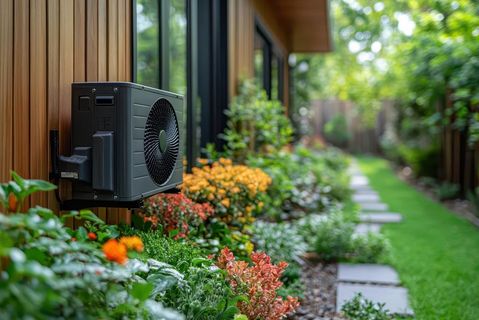 AdobeStock_921506939 Das Foto zeigt eine Wärmepumpe