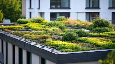 © GoldPumaze_stock.adobe.com Das Bild zeigt ein Dach mit Begrünung