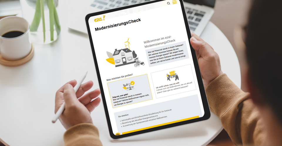 Modernisierungscheck auf Tablet